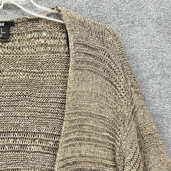 H&M Cardigan Womens Size M Brown Long Sleeve Open Knit - Picture 5 of 16